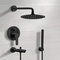 Matte Black Tub and Shower Faucet Set with Handheld, Rain Shower Head